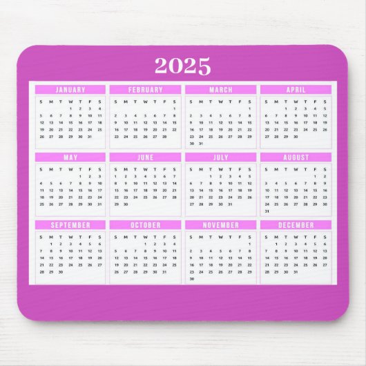 Rosa 2025 Monatlicher Mädchenkalender Mousepad (Vorne)