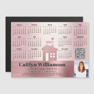 Rosa 2027 Kalender Immobilienmakler Foto QR-Code M Magnetkarte