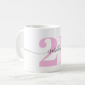 Rosa 21. Geburtstagsgeschenk Kaffeetasse (Vorderseite Links)