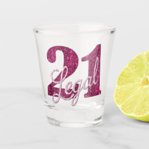 Rosa 21 und Rechts Moderner 21. Geburtstag Schnapsglas