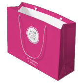 Rosa 2 Firmentasche mit Logos und Firmendetails Große Geschenktüte (Rückseite Schrägansicht)