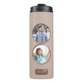 Rosa 2 Foto Collage Elegant Mit Monogramm Thermosbecher (Vorderseite)