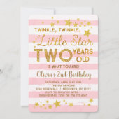 Rosa 2. Geburtstag Einladung Twinkle Little Star (Vorderseite)