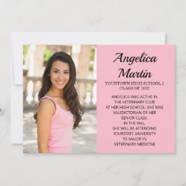 Rosa 2-seitige Ankündigung von Abschluss 3 Foto