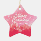 Rosa 2-seitige Friedliche Snow Forest Weihnachtsst Keramik Ornament (Vorne)