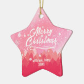 Rosa 2-seitige Friedliche Snow Forest Weihnachtsst Keramik Ornament (Links)