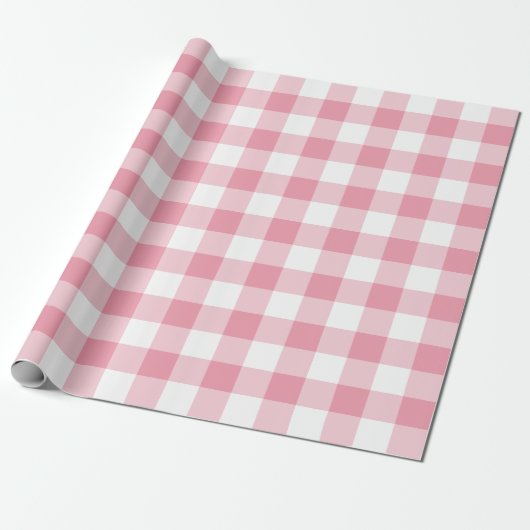Rosa 2 Zoll Gingham Karo Geschenkpapier (Ungerollt)