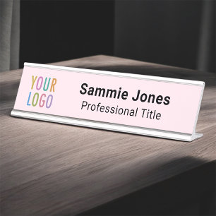 Rosa 2x8 Schreibtisch Name Plate Company Logo ände Schreibtischnamensplakette