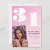 Rosa 31. Geburtstagseinladungen Retro Foto Einladung (Vorderseite)