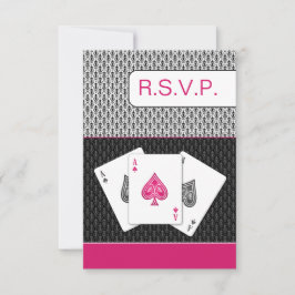 rosa 3 Asse vegas Hochzeitskarten, 3,5 x 5 RSVP Karte