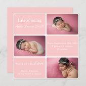 Rosa 3 Foto Geburtsankündigung Ankündigung (Vorne/Hinten)