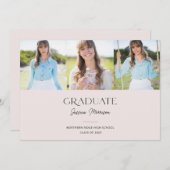 Rosa, 3-Foto-Minimalistische Graduierungsparty Einladung (Vorne/Hinten)