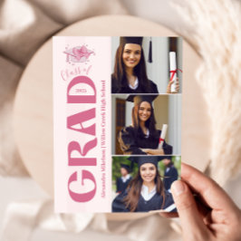 Rosa 3 Fotos Coquette Bow Abschluss Ankündigung