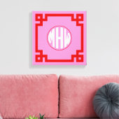 Rosa 3-Kreislauf-Monogramm-Schriftart DIY BG Leinwanddruck (Insitu (Wohnzimmer))