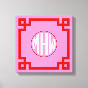 Rosa #3 Roter Kreis Monogramm-Schrift DIY-Hintergr Leinwanddruck
