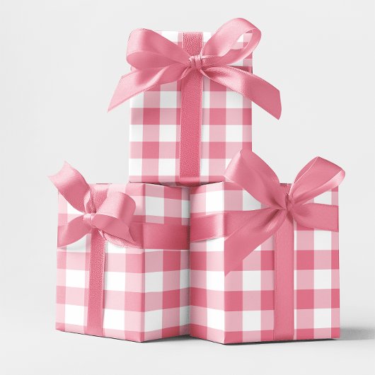 Rosa 3 Zoll Gingham Karo Geschenkpapier