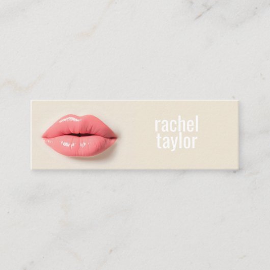 Rosa 3D Lippen Moderne Beruflich Mini Visitenkarte (Vorderseite)