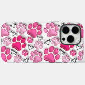 Rosa 3D Paw Prints und Herz iPhone 16 Tough Case-Mate iPhone Hülle (Rückseite (Horizontal))