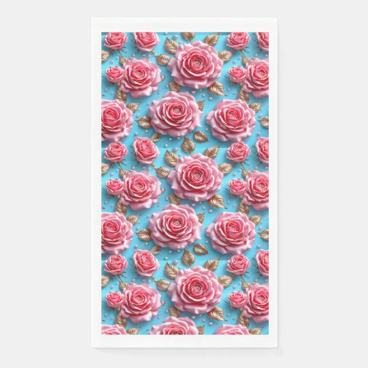 Rosa 3D-Rosen Serviette (Vorderseite)