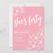 Rosa 40. Geburtstags-Party Einladung (Vorderseite)