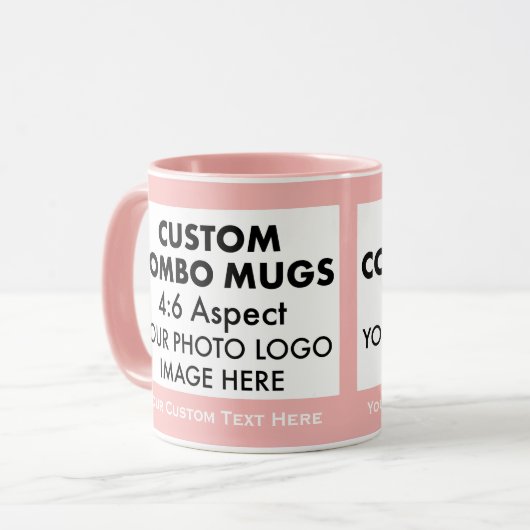 Rosa 4:6 Querformat 2 x Foto Rahmen Custom Combo Tasse (Vorderseite Links)