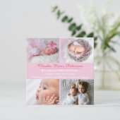 Rosa 4 Fotos - Geburtsankündigung Ankündigung (Stehend Vorderseite)