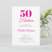 Rosa 50 & Fabelhafte Elegante Feier Einladung (Stehend Vorderseite)