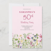 Rosa 50. Geburtstag Einladung (Vorderseite)