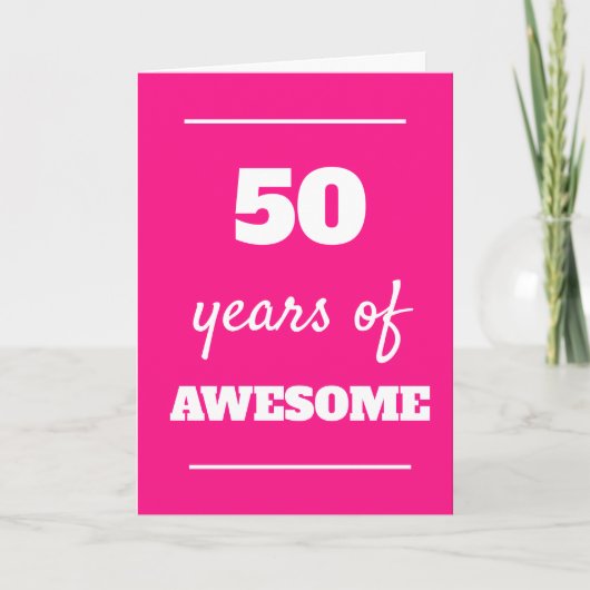 Rosa 50. Geburtstagskarte Karte (Vorderseite)