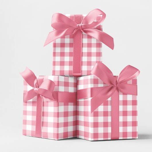 Rosa 5 cm Gingham Karo Geschenkpapier