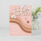 Rosa 70er Jahre Groovy Retro jedes Alter Disco Bal Einladung (Stehend Vorderseite)