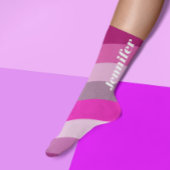 Rosa 70er Streifen Personalisierte Bezeichnung Socken
