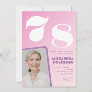 Rosa 78. Geburtstagseinladungen Retro-Foto Einladung