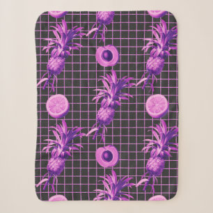 Rosa 80er Ananas Mango Zitrone Muster Sherpadecke
