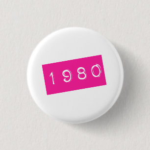 Rosa 80er Retro grafischer Vintager Birthyear Button