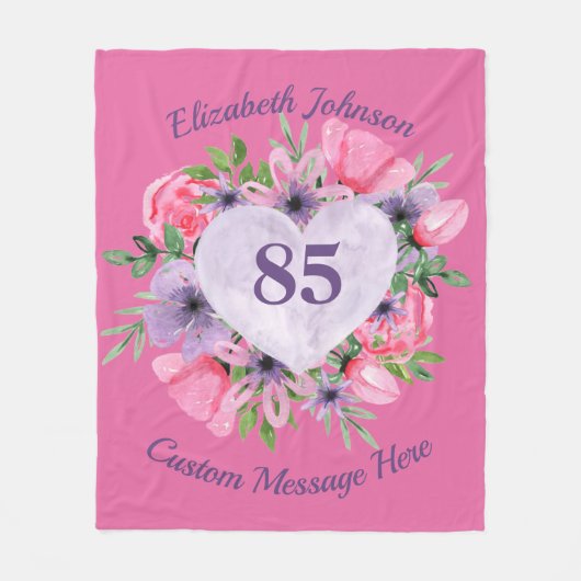 Rosa 85. Geburtstagsblanket für Frauen Fleecedecke (Vorderseite)