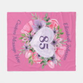 Rosa 85. Geburtstagsblanket für Frauen Fleecedecke (Vorderseite (Horizontal))