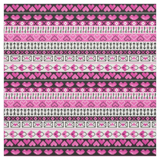 Rosa 8 Bit Liebe Herz Stoff (Muster)