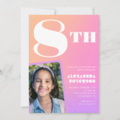 Rosa 8. Geburtstagseinladungen Farbvolles Foto Einladung (Vorderseite)