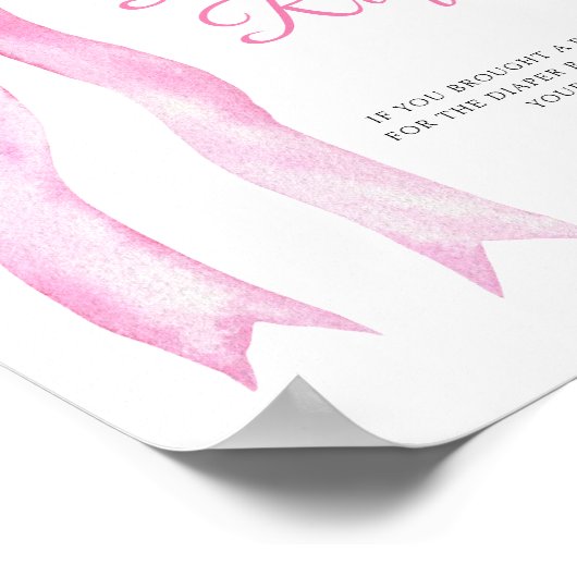 Rosa a bow - Windeln Tombola Poster (Ecke)