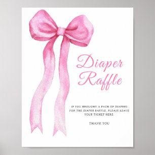 Rosa a bow - Windeln Tombola Poster