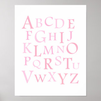 Rosa ABC Kinderzimmer Typografie drucken Poster
