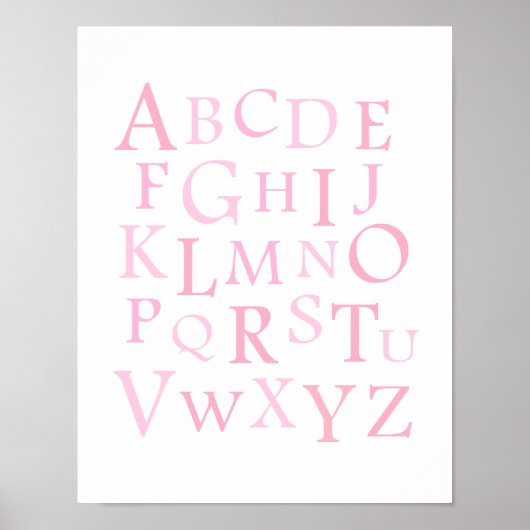 Rosa ABC Kinderzimmer Typografie drucken Poster (Vorne)