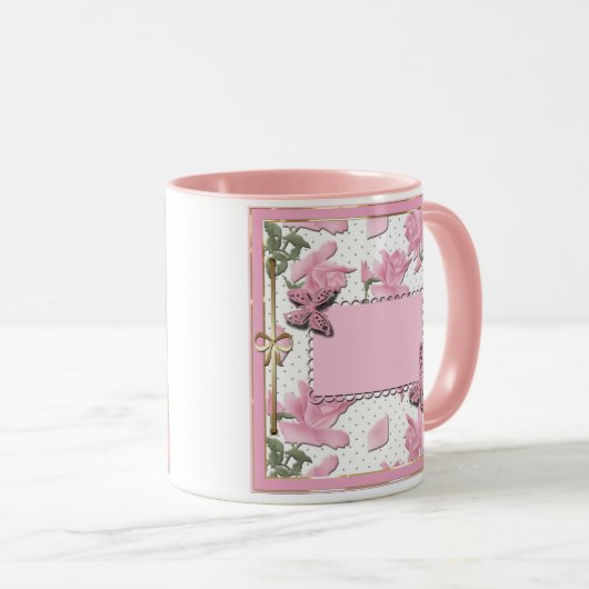 Rosa Abdeckung Tasse (VorderseiteRechts)
