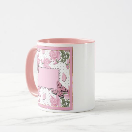 Rosa Abdeckung Tasse (Vorderseite Links)