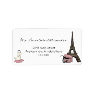 Rosa Abend in Paris Eiffelturm - Adressenaufschrif Adressaufkleber