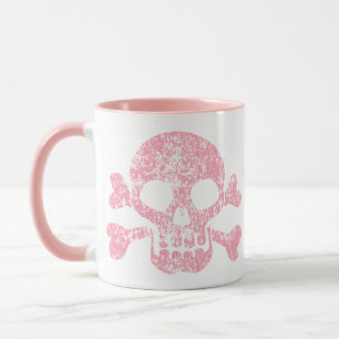 Rosa abgetragener Totenkopf-Mug Tasse