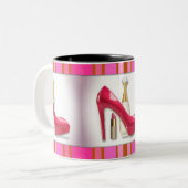 Rosa Absatz-Parfüm-Lippenstift Zweifarbige Tasse (Vorderseite Links)