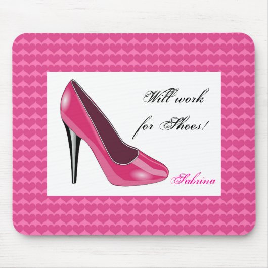 Rosa Absatz-und Herz-Mausunterlage Mousepad (Vorne)