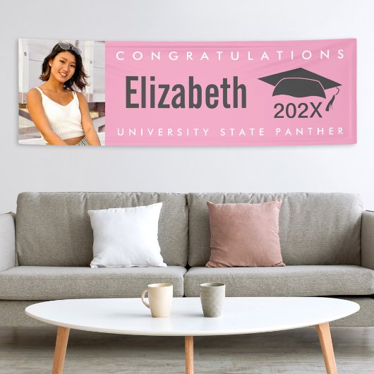 Rosa Abschluss 1 Foto modern, fett und einfach Banner